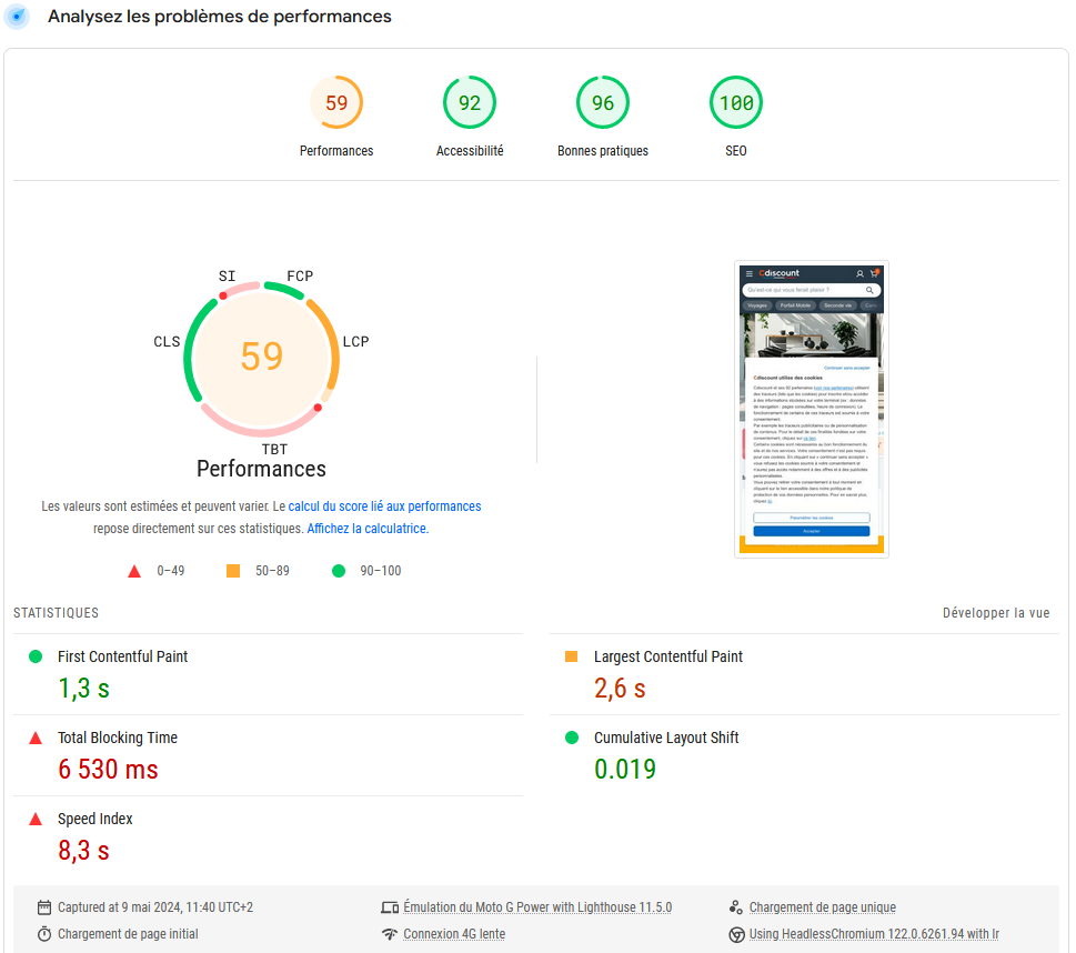 vue pagespeed webperf mobile